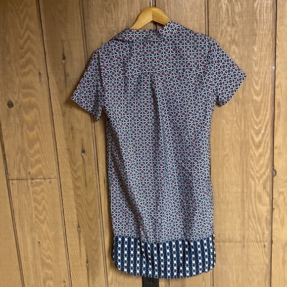 Jcrew factory geometric print short sleeve shirt dress EUC size 4 - Picture 3 of 4